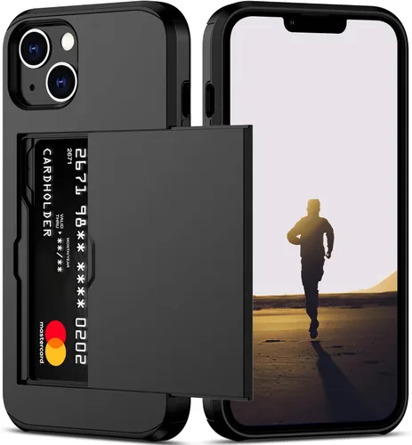 Miniatura 38 de Nvollnoe Funda para iPhone 13 con Portarjetas [Almacena 5 Tarjetas] Funda Cartera de Doble Capa Resistente de Servicio Pesado a Prueba de Golpes