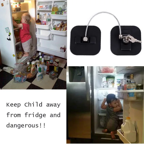 Miniatura 6 de Cerradura para nevera, paquete de 2 cerraduras para refrigerador con llaves, cerradura de congelador y cerradura de gabinete de seguridad