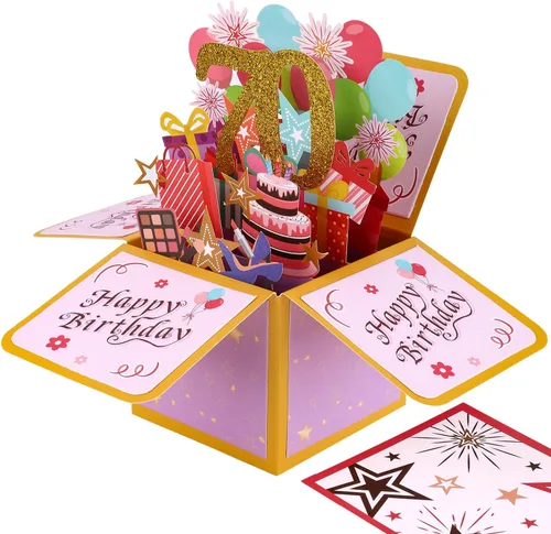 PEUTIER Tarjeta desplegable de feliz cumpleaños, tarjeta creativa de cumpleaños 3D con sobre clásico y nota de escritura, caja desplegable de feliz