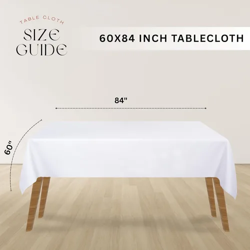Miniatura 6 de Ramanta Home Mantel rectangular blanco de 60 x 84 pulgadas, mantel de tela de poliéster lavable, resistente a las manchas y a las arrugas
