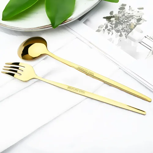 Miniatura 7 de Juego de cubiertos Cuchillo de cena Postre Tenedor Cuchara Juego de vajilla de acero inoxidable Vajilla de cocina 4 piezas Negro