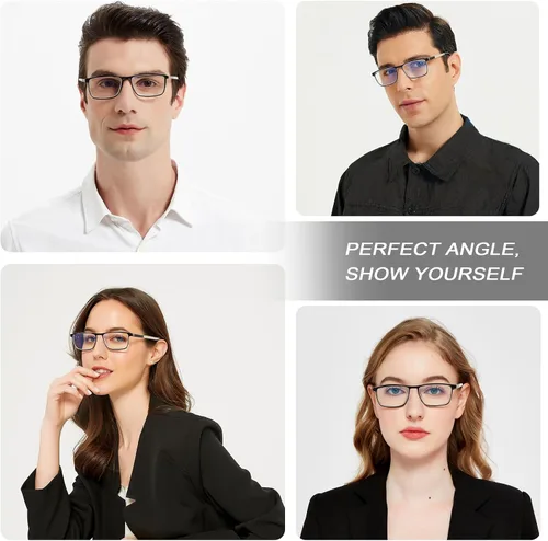 Miniatura 4 de EYEURL Paquete de 4 lentes de lectura para hombres y mujeres, lectores con bloqueo de luz azul con bisagras de resorte+1.25