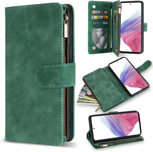 Miniatura 13 de ZZXX Samsung Galaxy A53 5G - Funda para teléfono celular con bloqueo RFID, cartera, soporte, piel sintética suave de alta calidad, color negro, 6.5