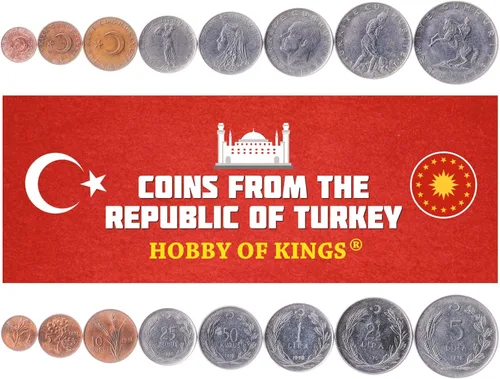 Miniatura 3 de 3 Coins de Turquía Colección de Monedas Turcas 50000 100000 250000 Lira Circulado 2001-2004 Mustafa Kemal Atatürk Media luna y estrella
