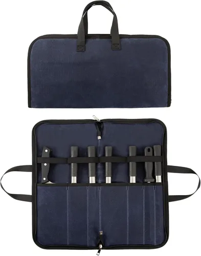 Miniatura 10 de Rollo de cuchillos, bolsa resistente para cuchillos, estuche de lona encerada con 4 ranuras para cuchillos y herramientas de cocina, bolsa