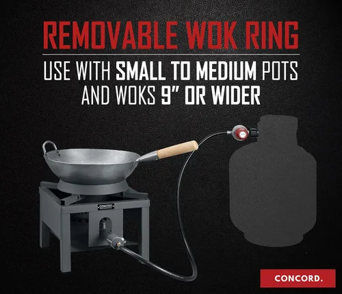 Miniatura 8 de Concord Profesional Quemador de Wok de Ciclones Único con Soporte. Hasta 100,000 BTU. Excelente para Cerveza Casera, Wok Salteado, Pavo, Etc. (33 cm)