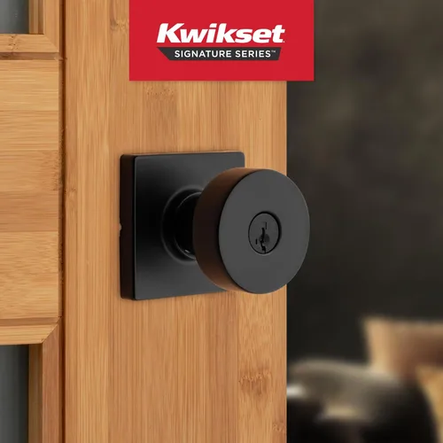 Miniatura 2 de Kwikset Pismo - Pomo de entrada con cerradura y llave, manija segura con llave exterior, entrada principal y dormitorio, negro mate, seguridad