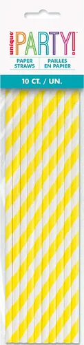 Miniatura 2 de Unique Pajitas de papel a rayas Amarillo neón 10 unidades (paquete de 2)
