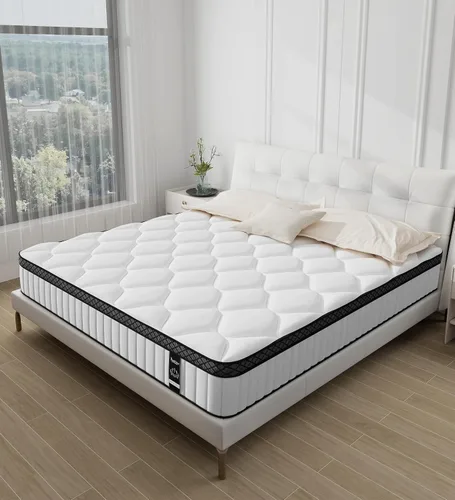 Miniatura 3 de REALONE Colchón Twin, Colchones Híbridos Blancos de 12 Pulgadas, Colchón de Resortes de Espuma Viscoelástica con Gel en una Caja, Alivio de Presión