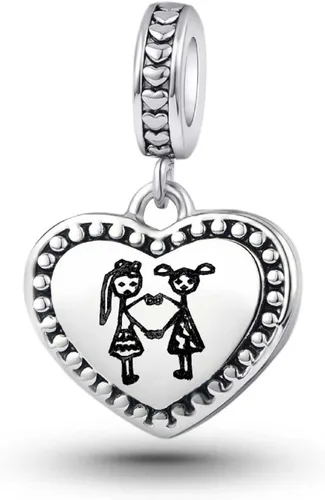 Miniatura 2 de Abalorios colgantes de corazón de hermana amor compatibles con pulsera Pandora, collar, joyería de cumpleaños para mujeres
