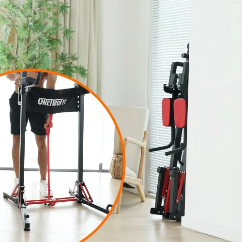 Miniatura 9 de ONETWOFIT Estación de barra de dominadas plegable de torre eléctrica, estación de inmersión multifunción de altura ajustable para entrenamiento
