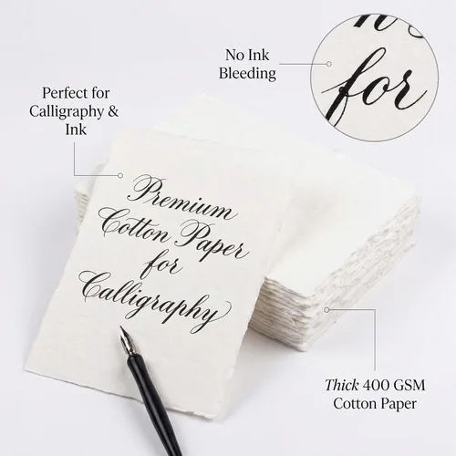 Miniatura 5 de 400 GSM / 25 hojas - Papel de dibujo/boceto de acuarela rugoso/texturizado - 8"X6" (A5) - Papel de algodón con borde envejecido hecho a mano
