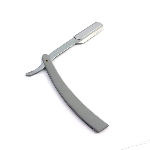 Miniatura 5 de OdontoMed2011® Rastrillos profesionales rectos de acero con borde de barbero plegable para afeitar, rastrillo de afeitado doble (mango negro)