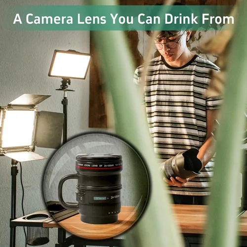 Miniatura 4 de Cabtnca Taza de café con lente de cámara de 16 onzas, regalos de fotografía geniales para fotógrafos de Navidad, divertida taza de café de cerámica