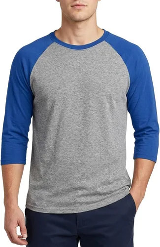 Miniatura 19 de Camiseta de béisbol raglán para hombre, de algodón, dos tonos, casual, atlética