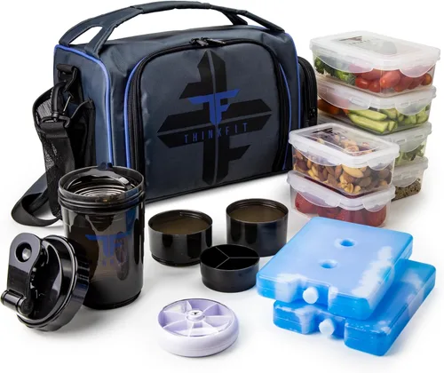Miniatura 13 de ThinkFit Bolsa de almuerzo transparente con 6 recipientes para preparación de comidas - Sin BPA, reutilizable, apta para microondas + congelador