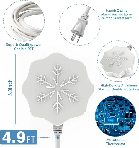 Miniatura 5 de Calentador de baño para pájaros de 80 W para exteriores en invierno, control termostático, apagado automático, descongelador, calentador de agua