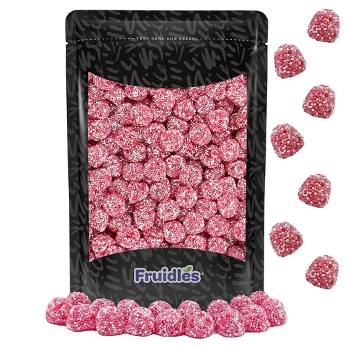 Miniatura 6 de Fruidles Gomitas de frambuesa, deliciosas gomitas de sabor a frutas recubiertas de azúcar (1 libra)