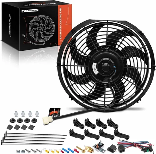 A-Premium Ventilador de radiador eléctrico de 12 '' 12 pulgadas 1700 m³/h, 12V 80W con kit de relé de interruptor de cableado del termostato