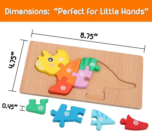 Miniatura 5 de MONTESSORI MAMA Rompecabezas para Niños Pequeños de 3-5 Años Rompecabezas de Dinosaurio Paquete de 5, Juguetes Montessori para Niños de 3 Años