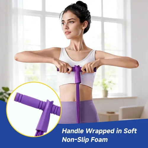 Miniatura 3 de Correa de resistencia con pedal multifuncional, banda elástica de 8 tubos con asa, equipo de ejercicio de yoga para dar forma al cuerpo, cuerda