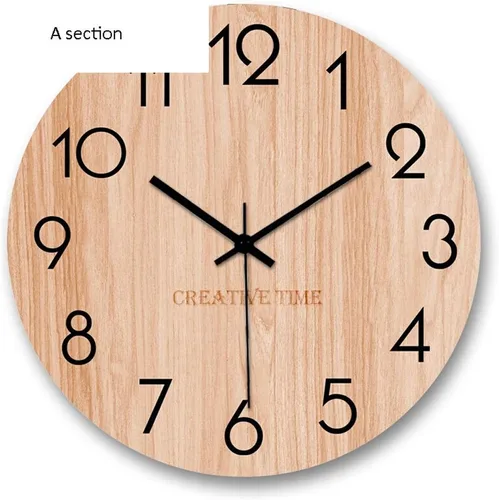Reloj de pared para sala de estar, reloj de pared de madera, reloj de cuarzo silencioso para el hogar, reloj de pared redondo para dormitorio,