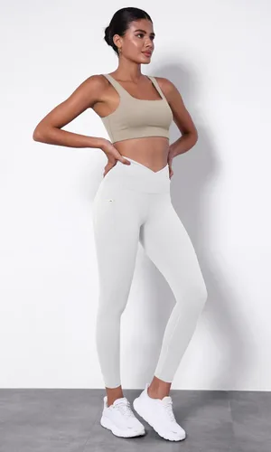 Miniatura 4 de ODODOS Leggings de yoga con cintura cruzada para mujer con bolsillos, pantalones de yoga de entrenamiento cruzado de 2528 pulgadas