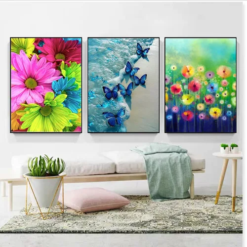 Miniatura 3 de Kits de Pintura de Diamantes 5D para Adultos Flores, Arte de Diamante DIY Colorido Daisy Taladro Redondo Completo, Pintura de Gerbera Daisy