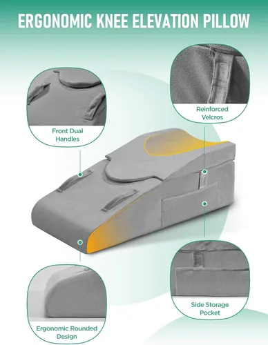 Miniatura 6 de Almohada de rodilla para cirugía de reemplazo de rodilla, almohada de elevación de pierna de rodilla de espuma viscoelástica para recuperación