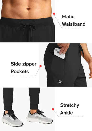 Miniatura 5 de G Gradual Pantalones deportivos para hombre con bolsillos con cremallera, elásticos, cónicos, pantalones deportivos para hombre, entrenamiento