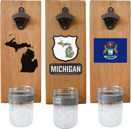 Miniatura 54 de Abrebotellas de cerveza de Massachusetts – Abridor de botellas hecho a mano montado en la pared con tapa – Regalo de cerveza para él o ella