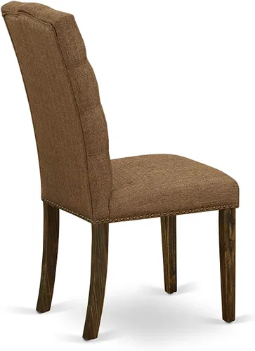 Miniatura 12 de East West Furniture F2EL5-718 - Juego de mesa y sillas de cocina de 5 piezas, incluye una mesa de comedor redonda con pedestal y 4 sillas Parson