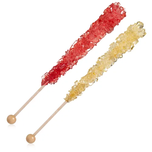Miniatura 7 de Gold and Red Rock Candy Palitos de azúcar – 12 caramelos dorados y rojos envueltos individualmente – Sabor original de azúcar y fresa