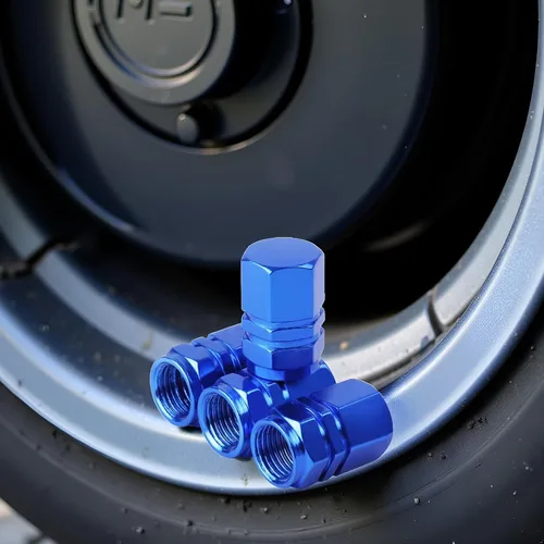 Miniatura 4 de Tapones azules para válvulas de neumáticos, tapas de válvula de neumático de alta resistencia, tapas de rueda de aleación de aluminio, accesorios