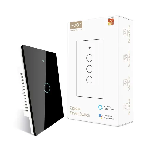 MOES ZigBee - Interruptor de luz de pared táctil inteligente, requiere Tuya ZigBee Hub, sin cable neutro/cableado N+L, sin condensador, Smart Life