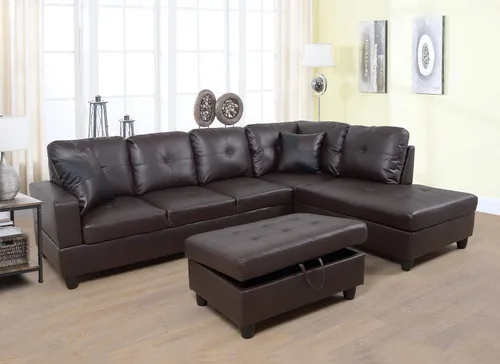 Miniatura 11 de Golden Coast Furniture - Juego de sofá seccional en forma de L, juego de sofá de sala de estar, sofá seccional de cuero con otomana