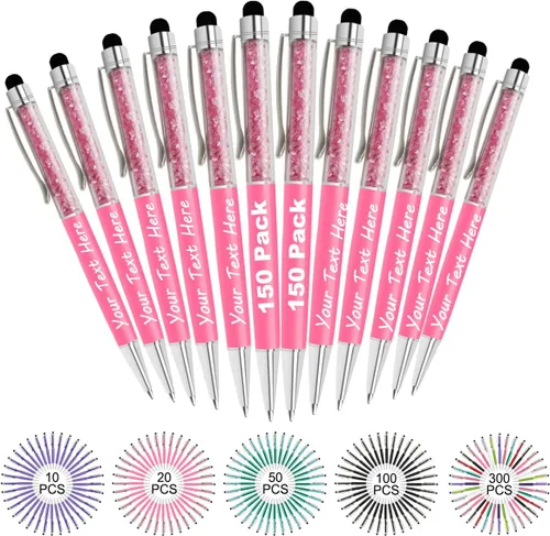 Miniatura 13 de Bolígrafos personalizados con nombre y texto, bolígrafos de diamantes de cristal personalizados a granel, 10 bolígrafos, regalos para mujeres