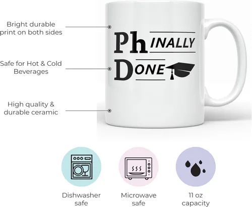 Miniatura 2 de YouNique Designs Phinally Done - Taza de café, 11 onzas, regalos de doctorado para graduados de doctorado, divertida taza de doctorado, graduación
