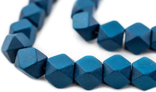 Miniatura 32 de TheBeadChest - Cuentas de madera de cubo sin esquinas azul azul: cuentas orgánicas naturales de corte de diamante de 0.787 in para la fabricación