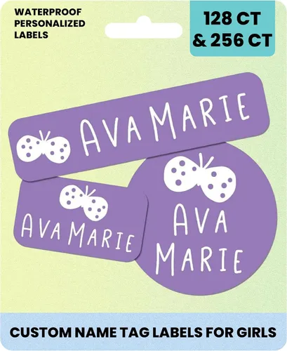 Miniatura 9 de Suministros escolares etiquetas de nombre personalizadas, etiquetas adhesivas de nombre personalizadas lavables para niñas, etiquetas adhesivas