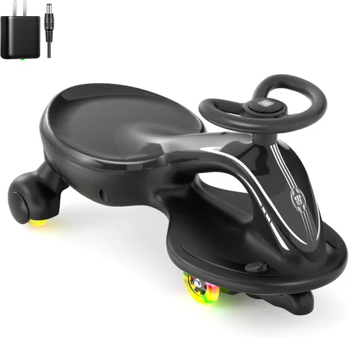 XJD 6V Coche Eléctrico Oscilante de Paseo, Vehículo de 2 en 1 con Batería Recargable Antivuelco y Rueda Luminosa Colorida para Juguetes de Paseo
