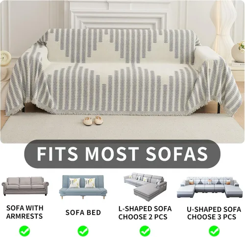 Miniatura 6 de HAOMAIJIA Fundas Boho para Sofá Fundas de Sofá para Sofá de 3 Cojines Apto para Mascotas Suave Grueso Antideslizante Funda de Sofá para Perros Gris