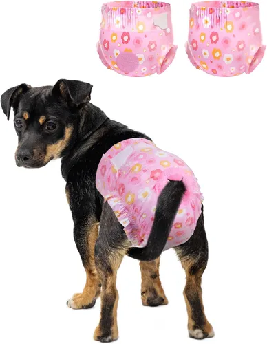 Miniatura 8 de Pet Soft Pañales para perras hembra, pañales desechables para perras, pañales para gatos y cachorros con agujero de cola de espuma ajustable