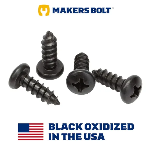 Miniatura 7 de Tornillos de acero inoxidable, cabeza negra, acabado oxidado (paquete de 4)