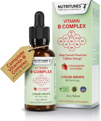Complejo Líquido de Vitamina B Fresa - 2 fl oz (2.0 fl oz) | Features Liquid Drops, Strawberry Flavor, Methyl B12, Folate, and Easy-to-Use Formula