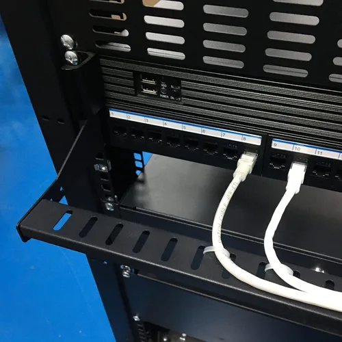 Miniatura 6 de Paquete de 2 paneles horizontales de 1U para montaje en rack de 19 pulgadas, para administración de cables, panel de barra transversal, color negro