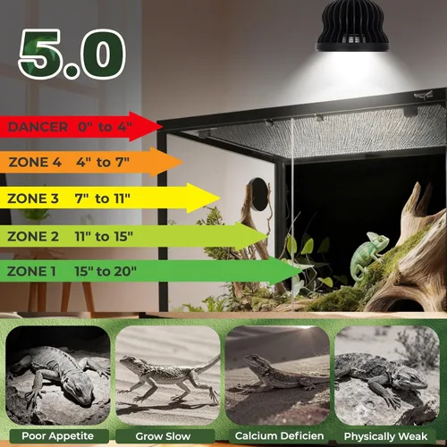 Miniatura 6 de Bombilla UVB para reptiles 5.0 UVB UVA Reptil Bombilla para reptil dragón barbudo lagarto tortugas serpiente, camaleón, no lámpara de calor