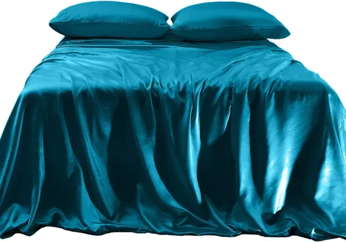 Miniatura 20 de Elegant Comfort Lujoso juego de sábanas de satén sedoso de 4 piezas, agradable para la piel y el cabello, resistente a las arrugas, la decoloración