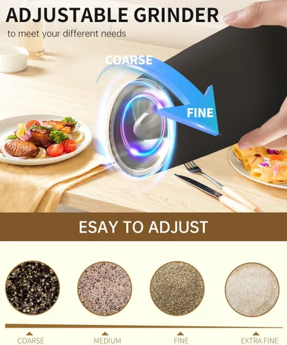 Miniatura 4 de CIRCLE JOY Juego de molinillo eléctrico recargable de sal y pimienta con luz LED, no necesita batería, grosor ajustable, recipiente lavable de 4.6