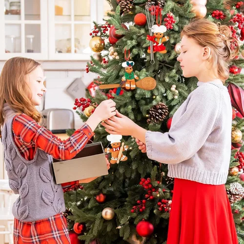 Miniatura 2 de GuassLee Decoraciones Navideñas de Pan de Jengibre de Chef para Delantal de Árbol Adornos para Niños Árbol de Navidad Cocina Horneado Decoración